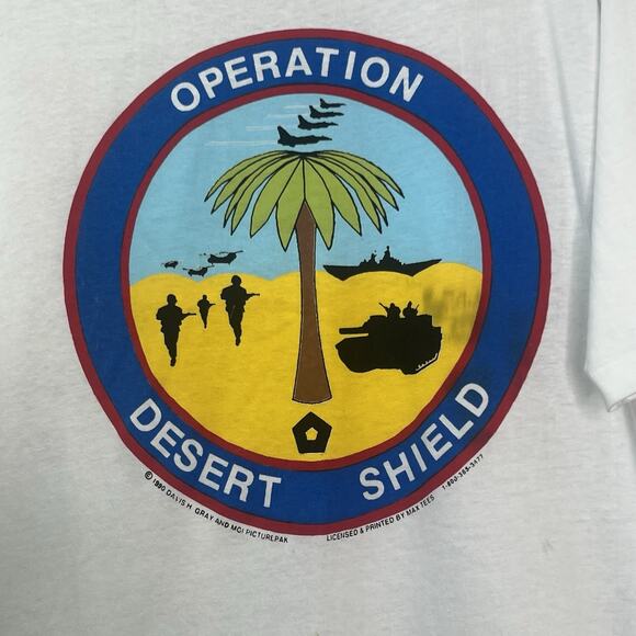 Vtg 1990 Operation‎ Desert Shield Military Persian Gulf War T-Shirt XL USA Made - Picture 4 of 13